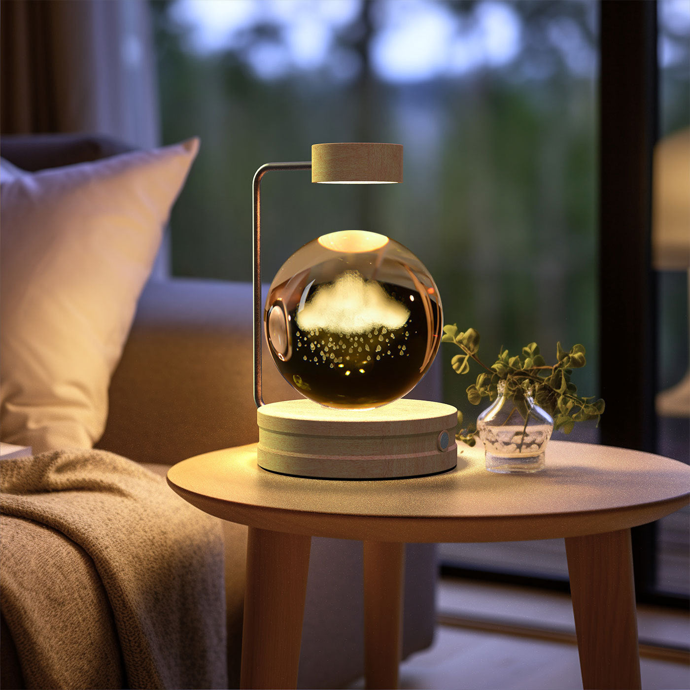 Crystal Ball Night Light USB Power Warm Bedside Light