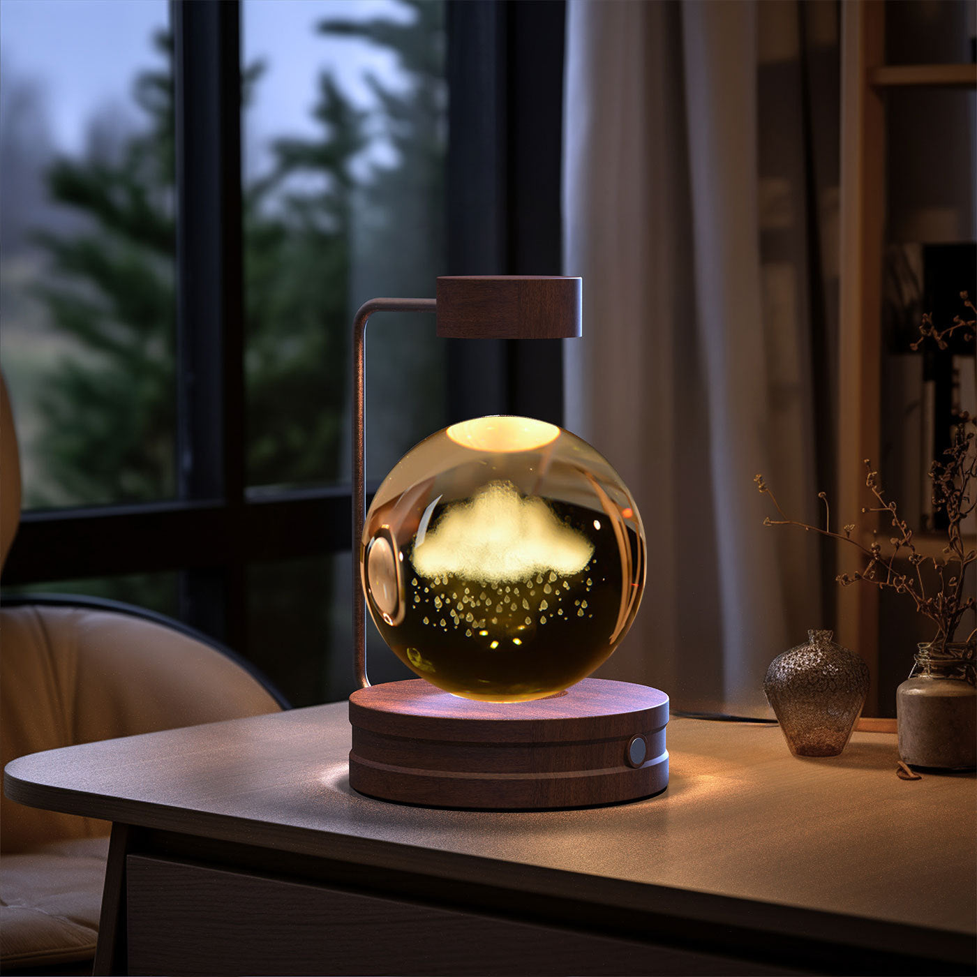Crystal Ball Night Light USB Power Warm Bedside Light