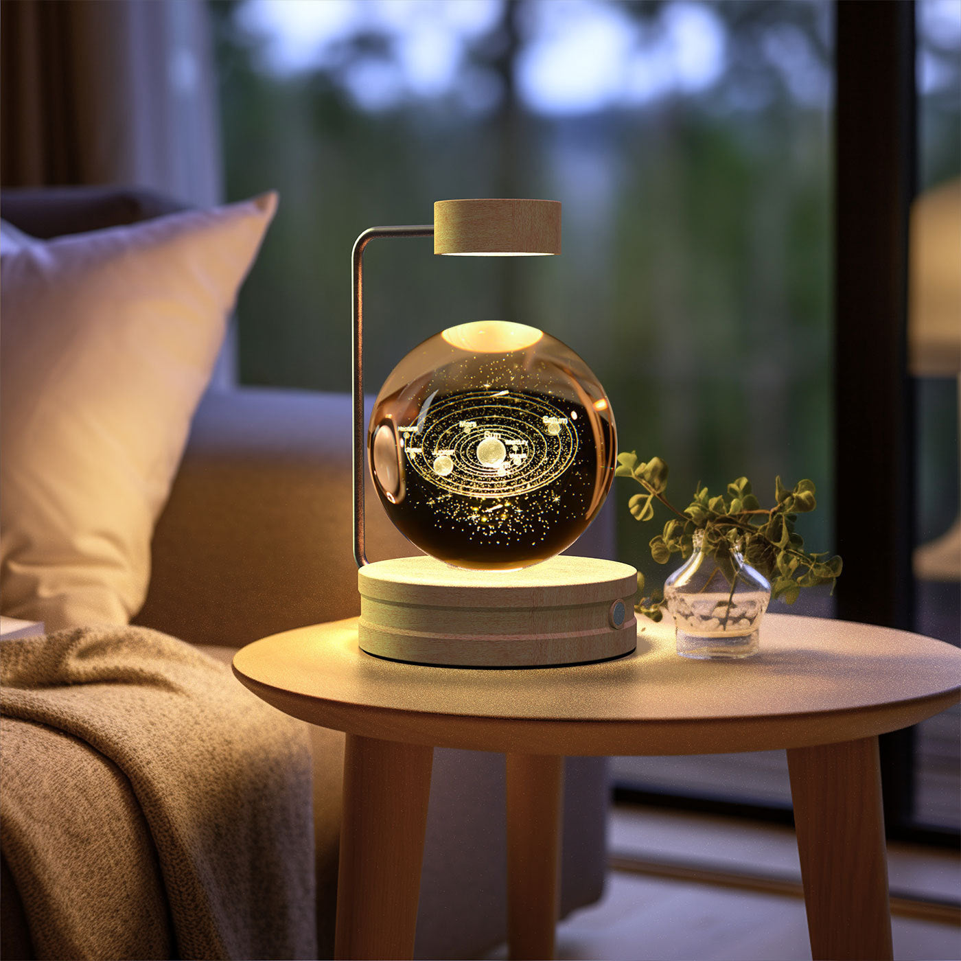Crystal Ball Night Light USB Power Warm Bedside Light