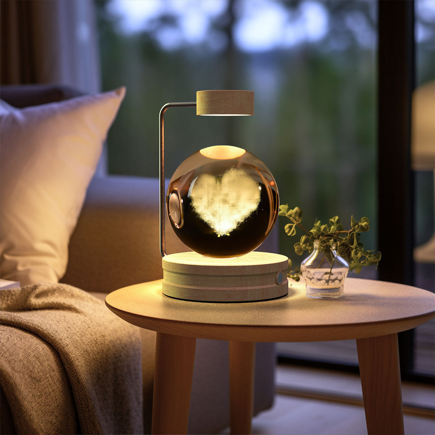 Crystal Ball Night Light USB Power Warm Bedside Light