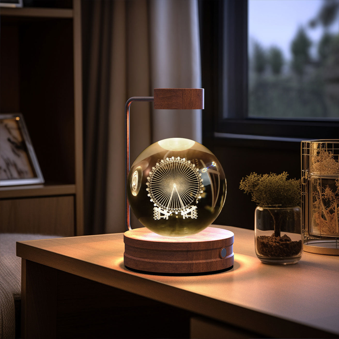 Crystal Ball Night Light USB Power Warm Bedside Light
