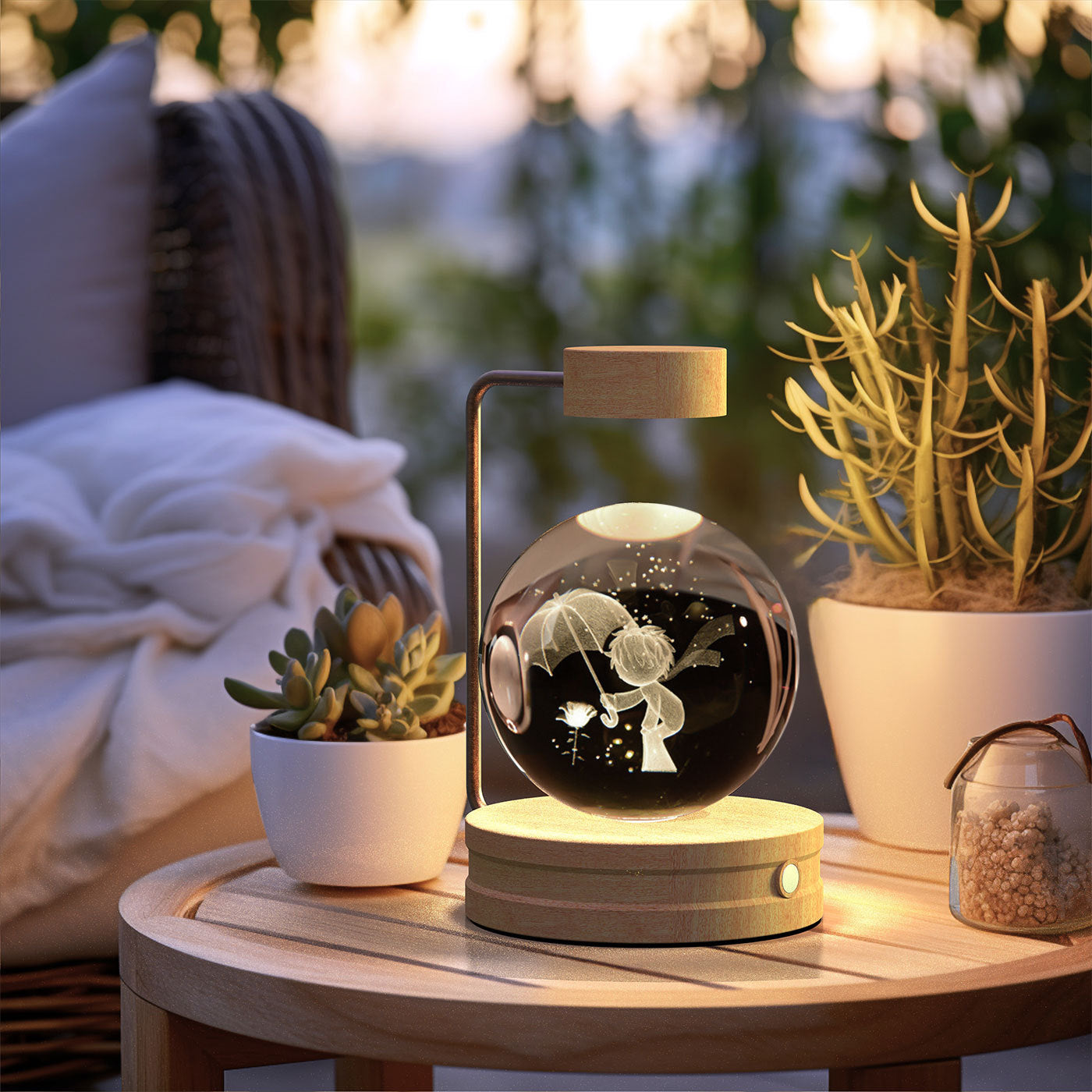 Crystal Ball Night Light USB Power Warm Bedside Light