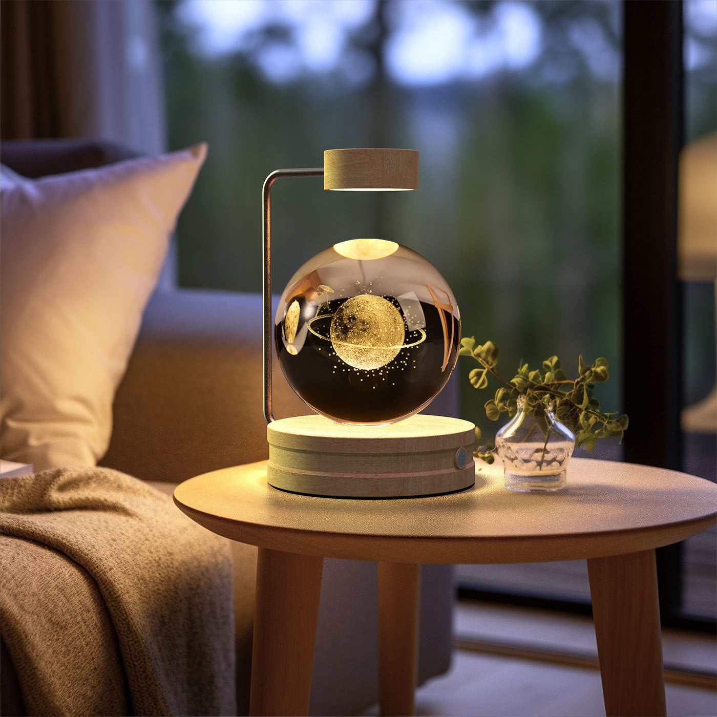 Crystal Ball Night Light USB Power Warm Bedside Light