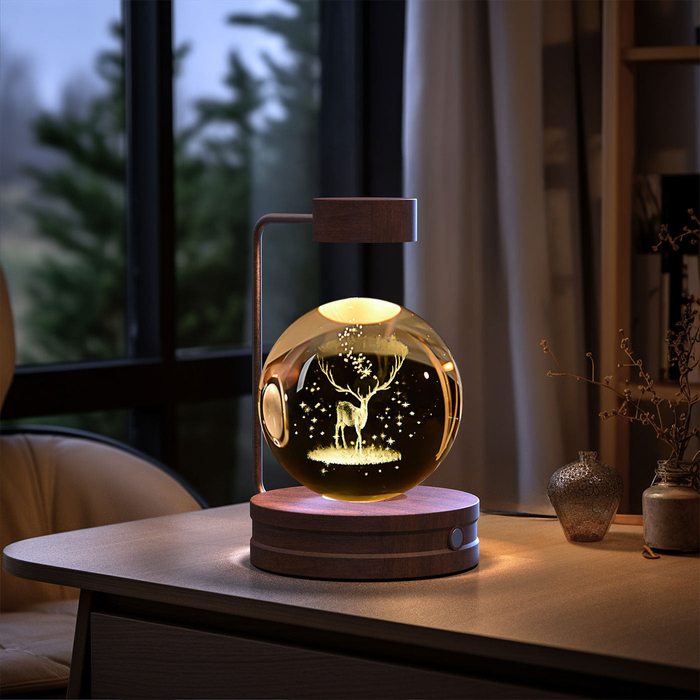Crystal Ball Night Light USB Power Warm Bedside Light