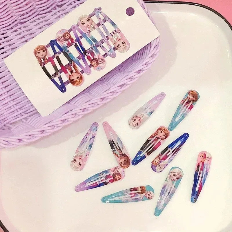 Random 5/10pcs Frozen Elsa Hair Clip Children's Cute Disney Hair Accessories Digital Printed Hair Clip Minimalist Birthday Gifts