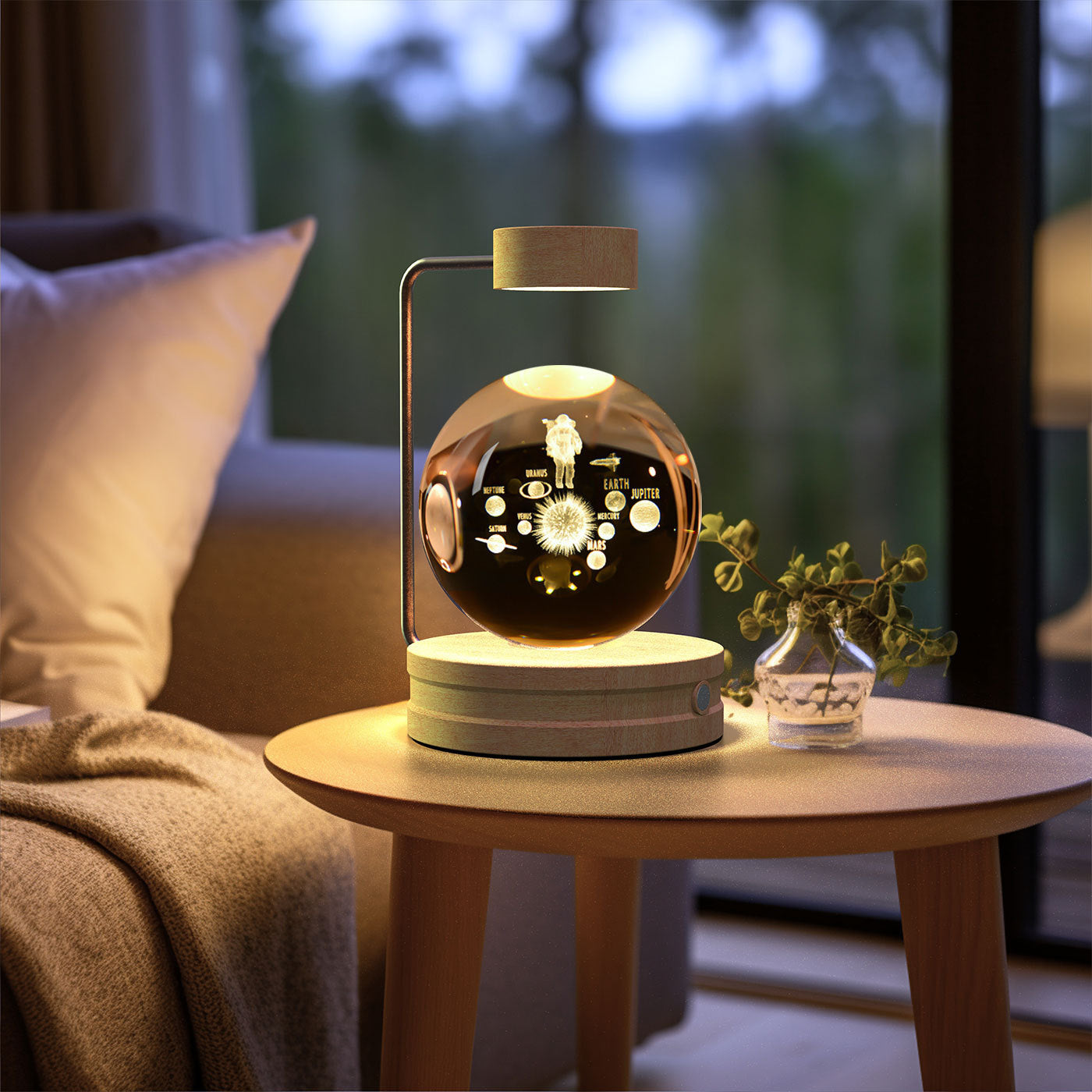 Crystal Ball Night Light USB Power Warm Bedside Light