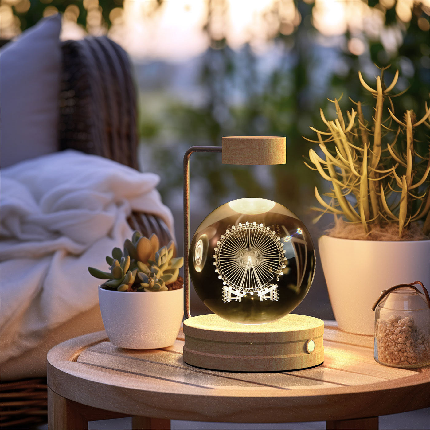 Crystal Ball Night Light USB Power Warm Bedside Light