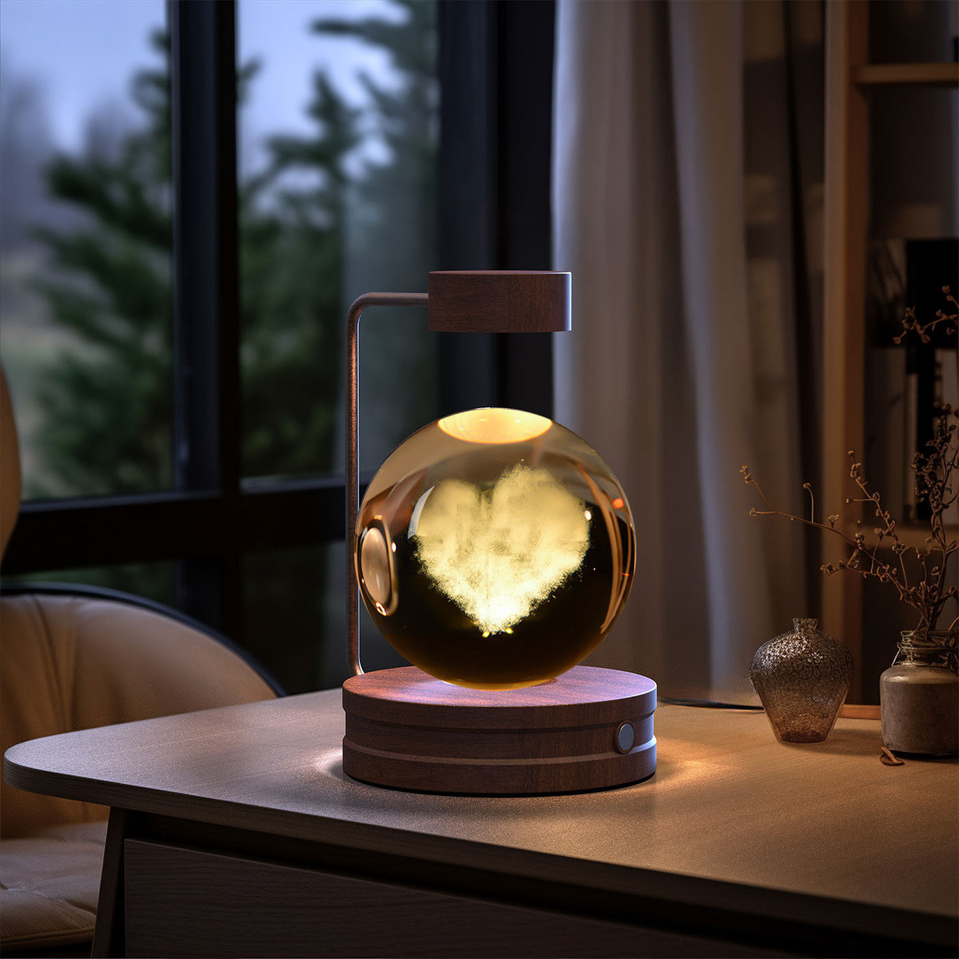 Crystal Ball Night Light USB Power Warm Bedside Light
