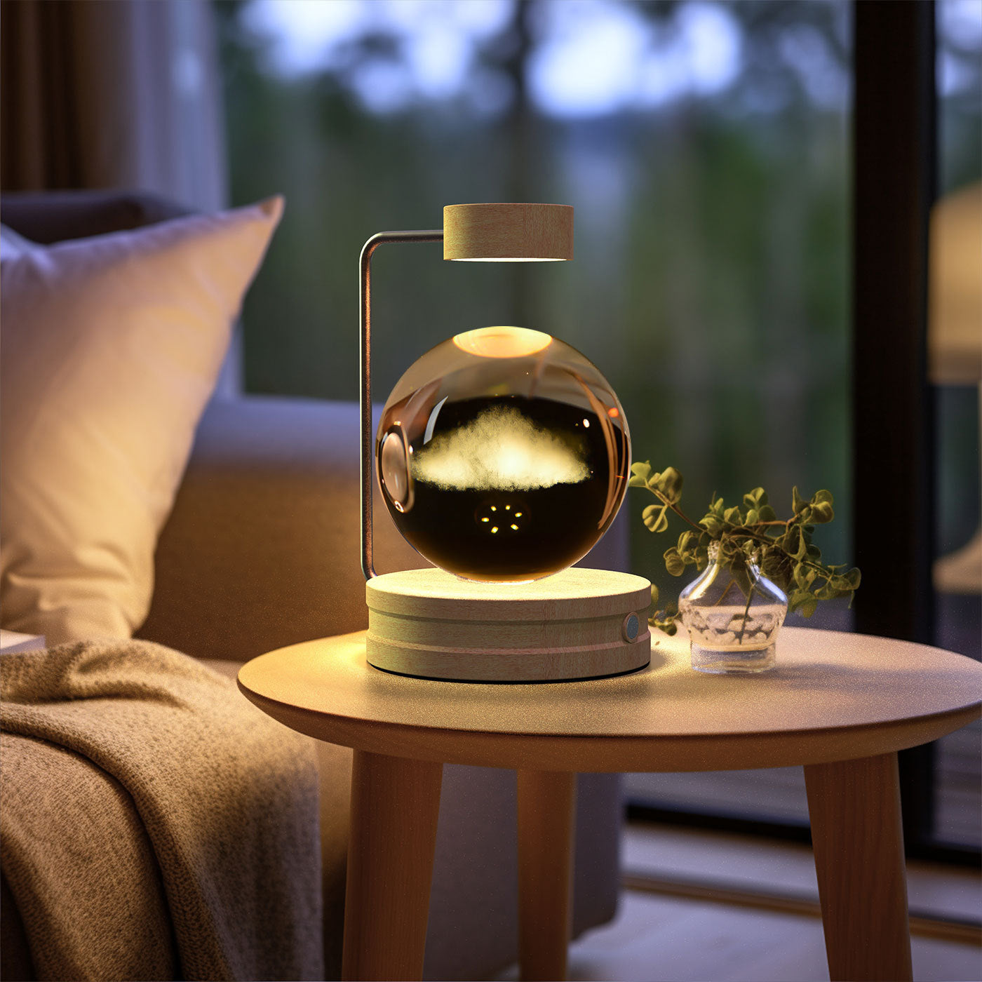 Crystal Ball Night Light USB Power Warm Bedside Light