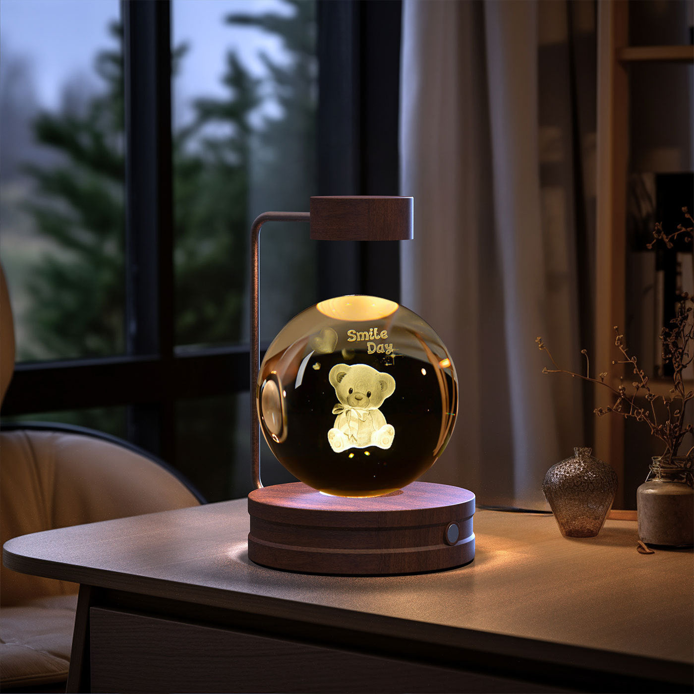 Crystal Ball Night Light USB Power Warm Bedside Light