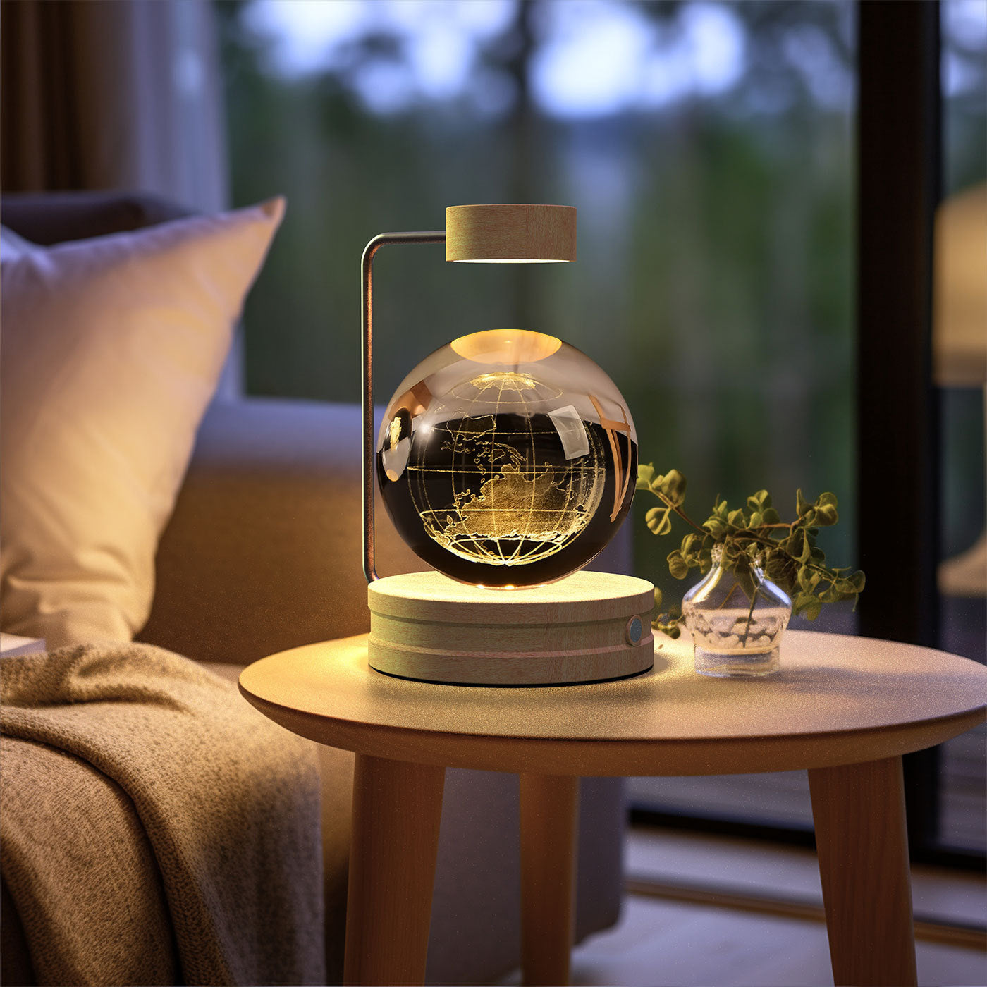 Crystal Ball Night Light USB Power Warm Bedside Light