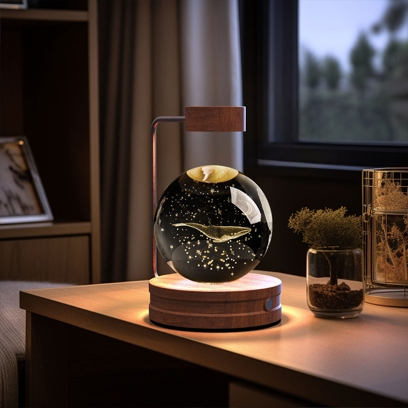 Crystal Ball Night Light USB Power Warm Bedside Light