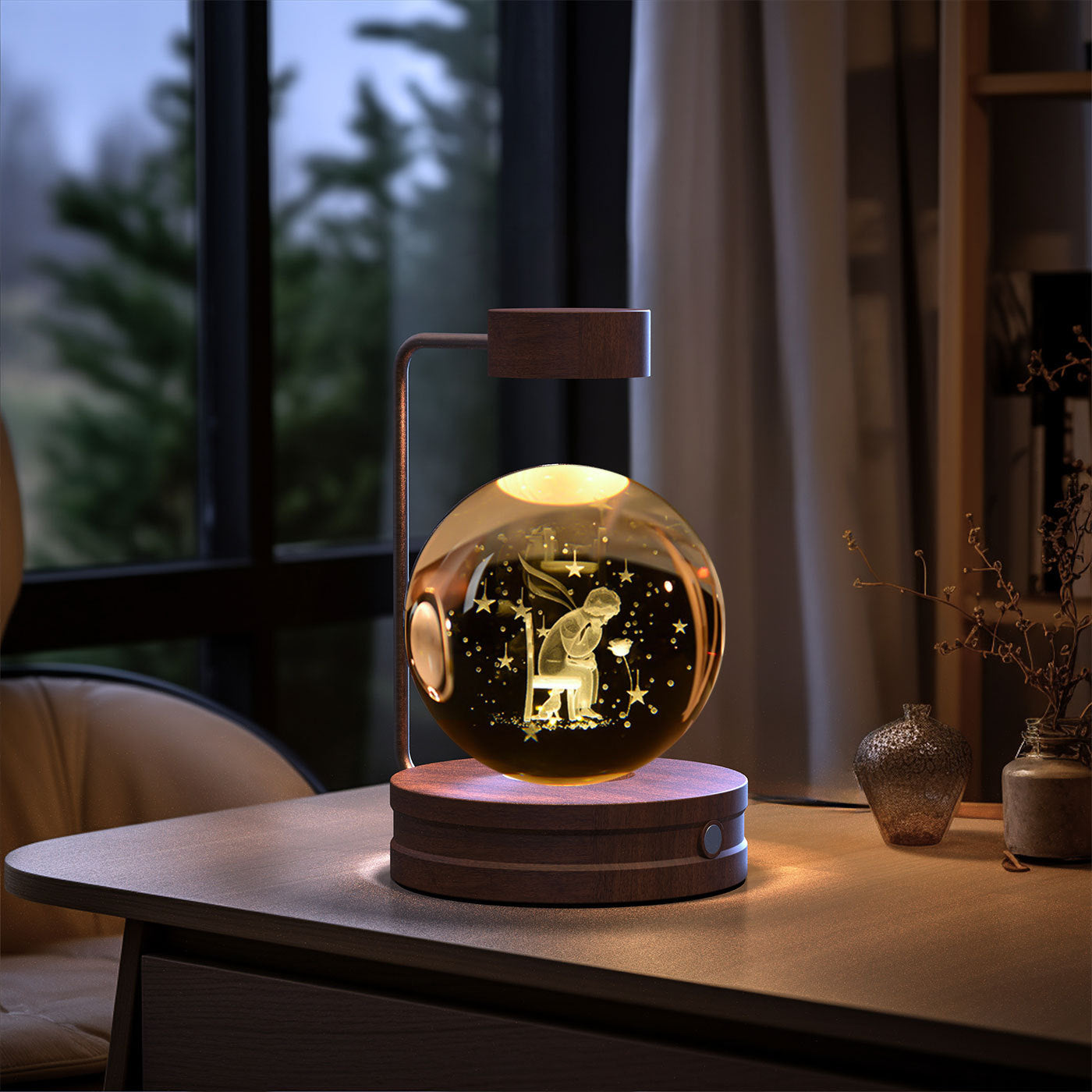 Crystal Ball Night Light USB Power Warm Bedside Light