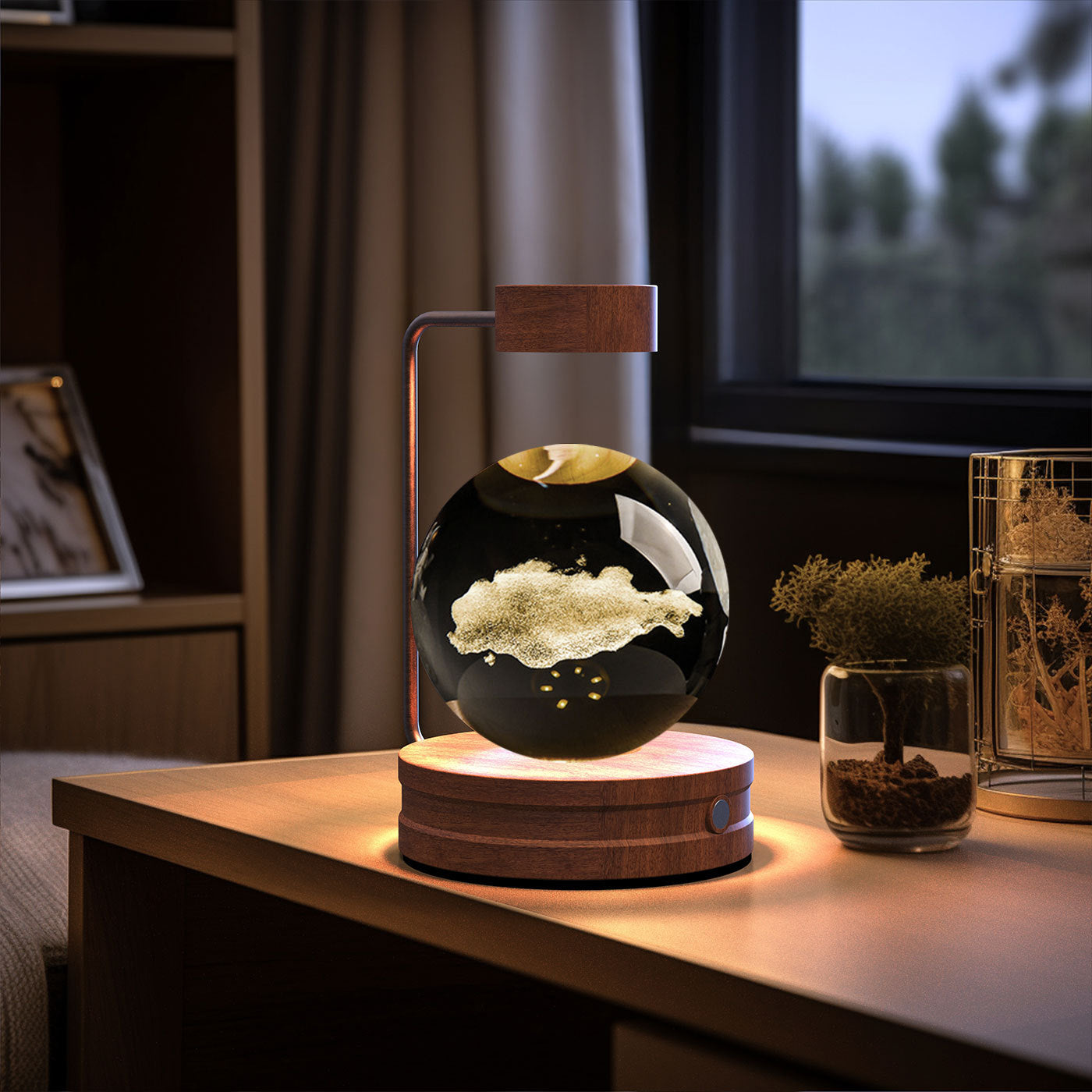 Crystal Ball Night Light USB Power Warm Bedside Light