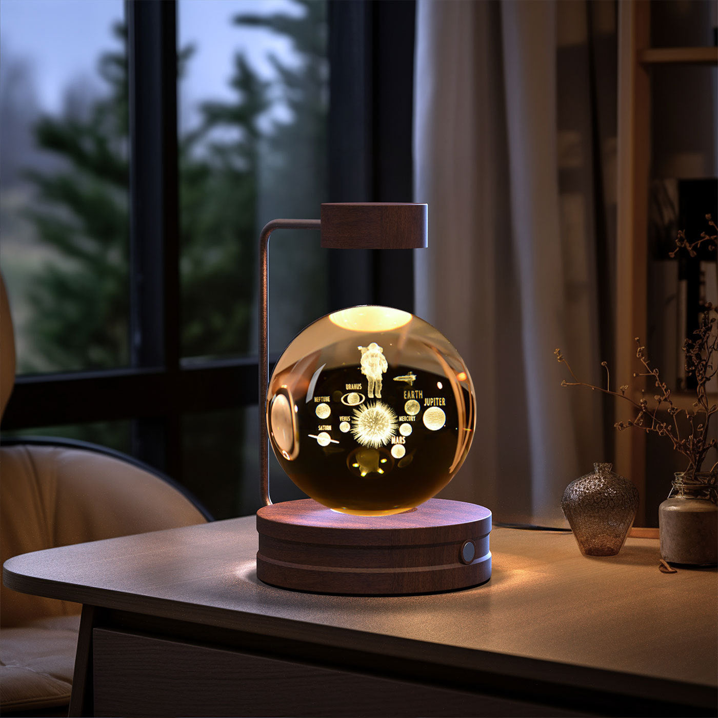 Crystal Ball Night Light USB Power Warm Bedside Light