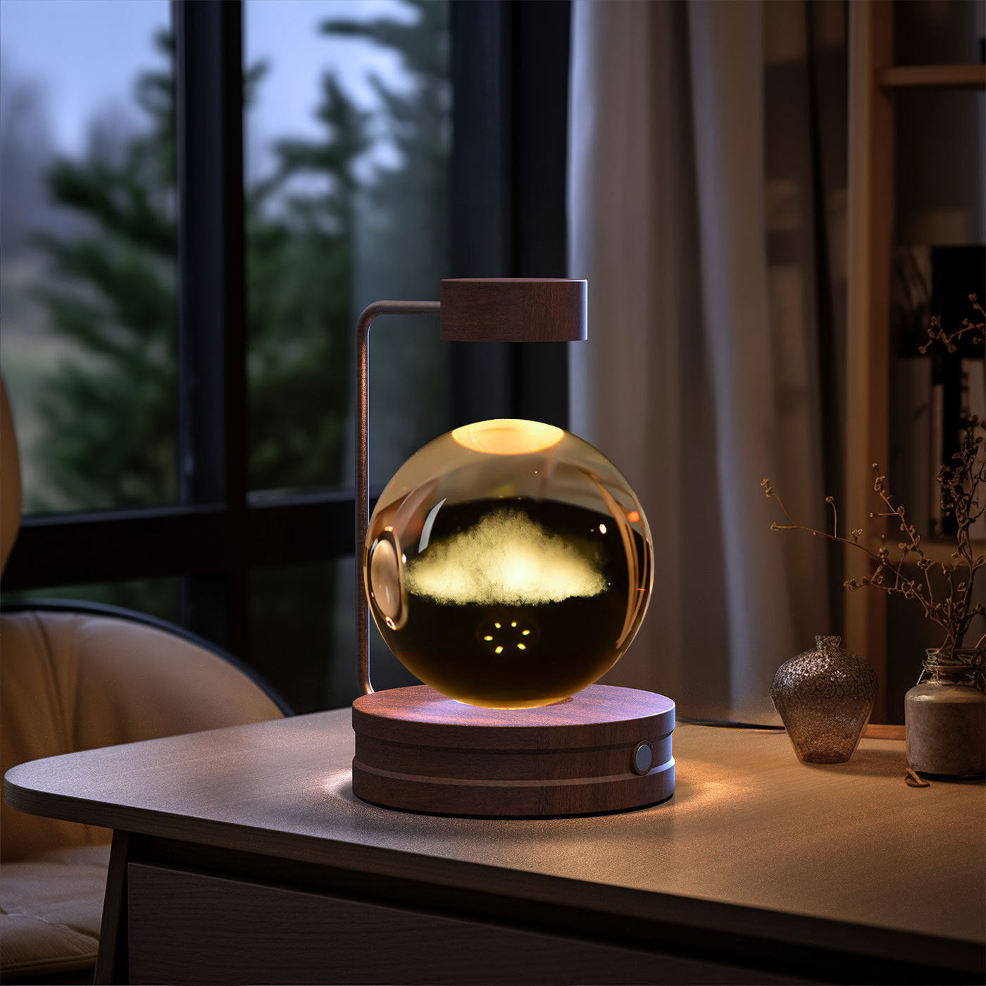 Crystal Ball Night Light USB Power Warm Bedside Light