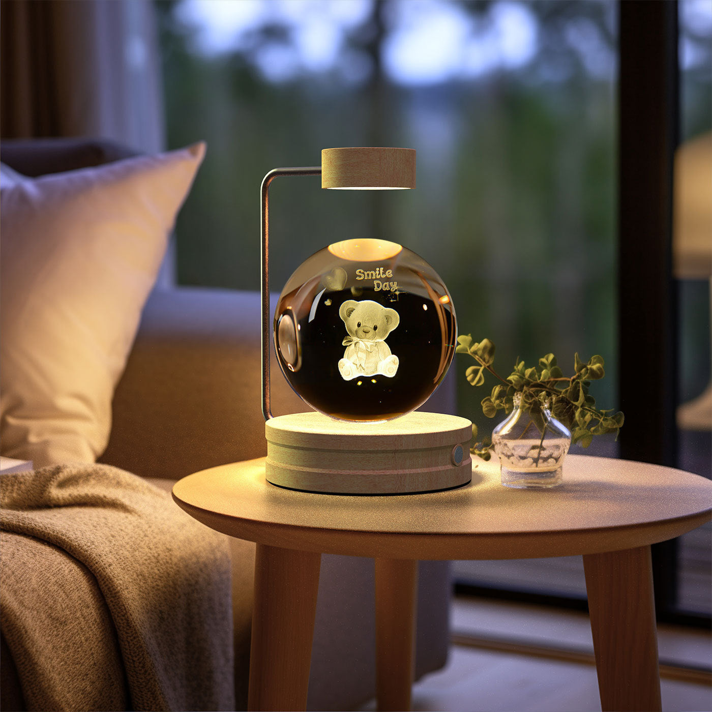 Crystal Ball Night Light USB Power Warm Bedside Light