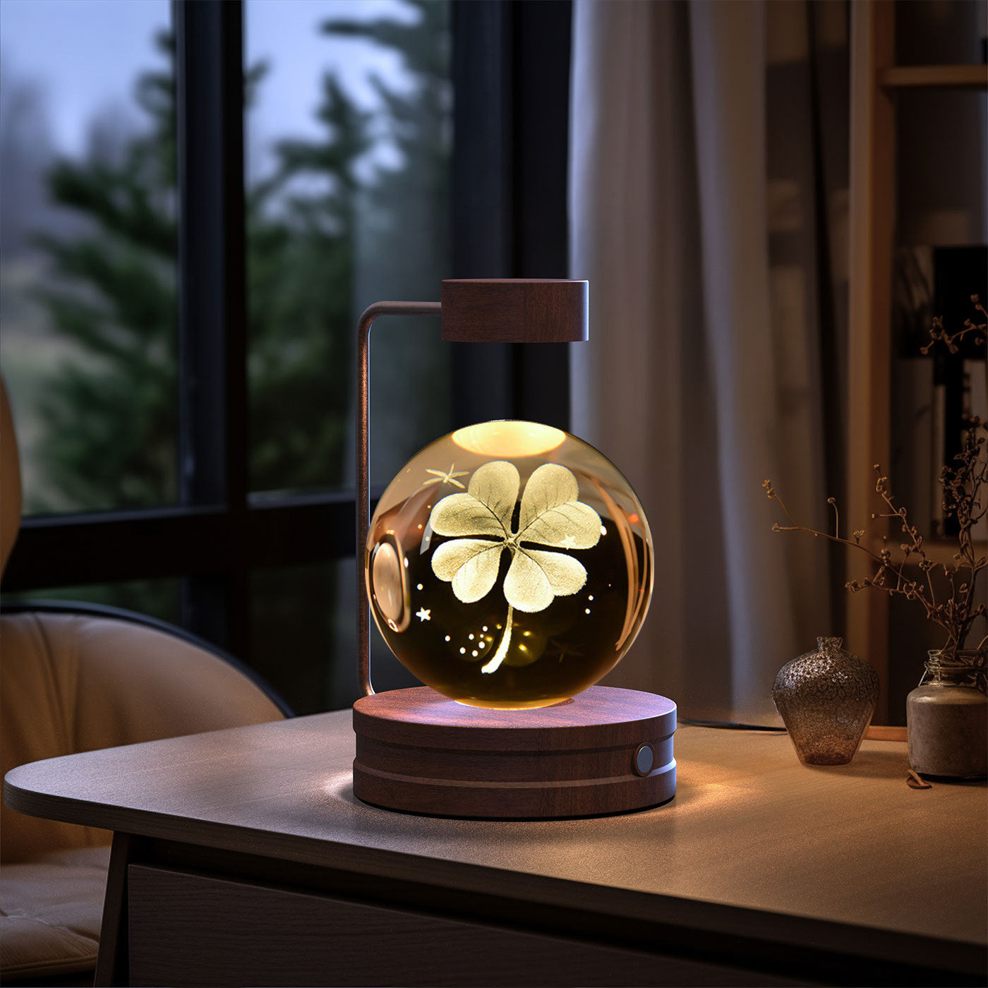 Crystal Ball Night Light USB Power Warm Bedside Light