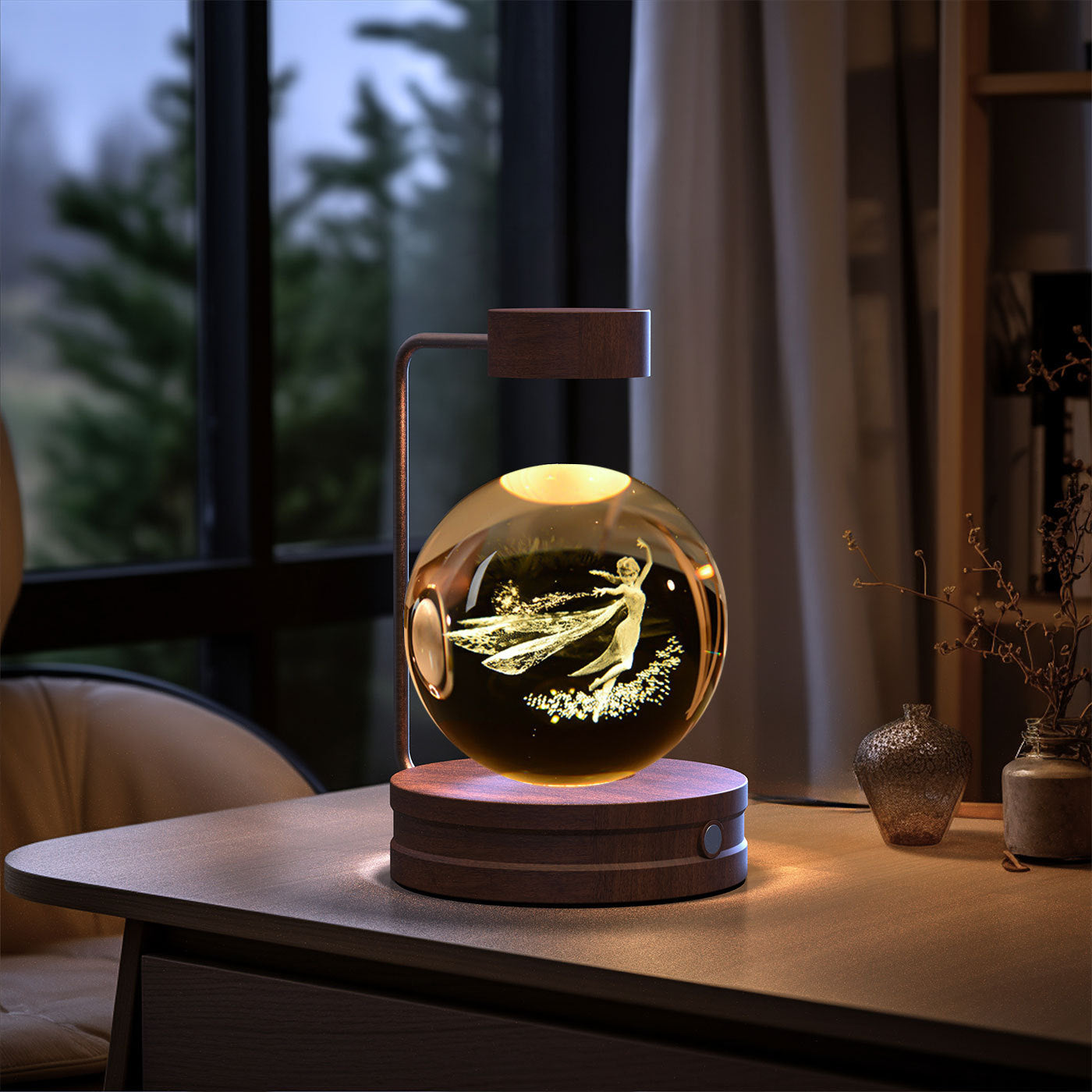 Crystal Ball Night Light USB Power Warm Bedside Light