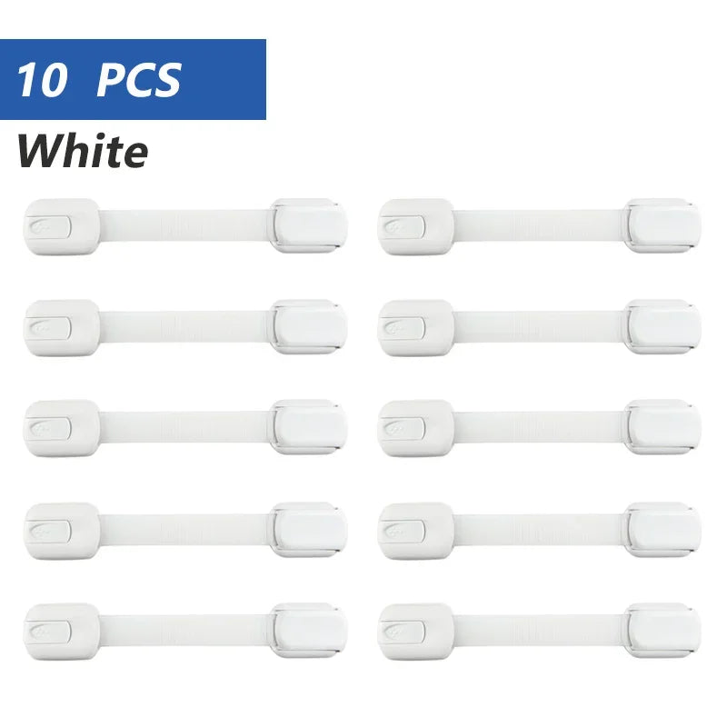5/10pc Child Safety Strap Locks Baby Locks for Cabinets and Drawers Adhesive Pads Toilet Fridge & More No Installation Required