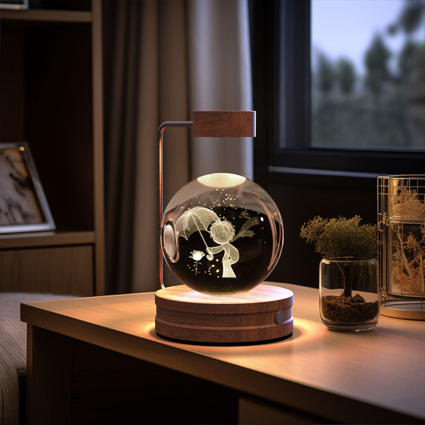 Crystal Ball Night Light USB Power Warm Bedside Light