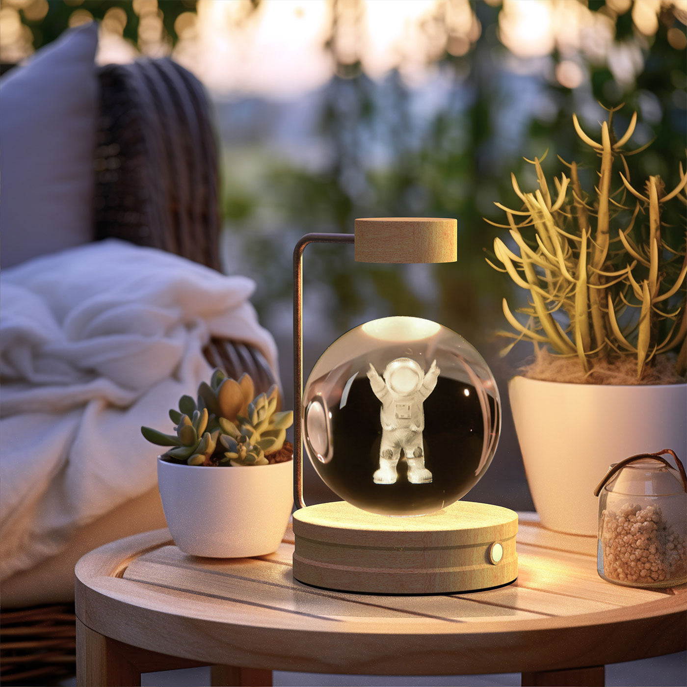 Crystal Ball Night Light USB Power Warm Bedside Light