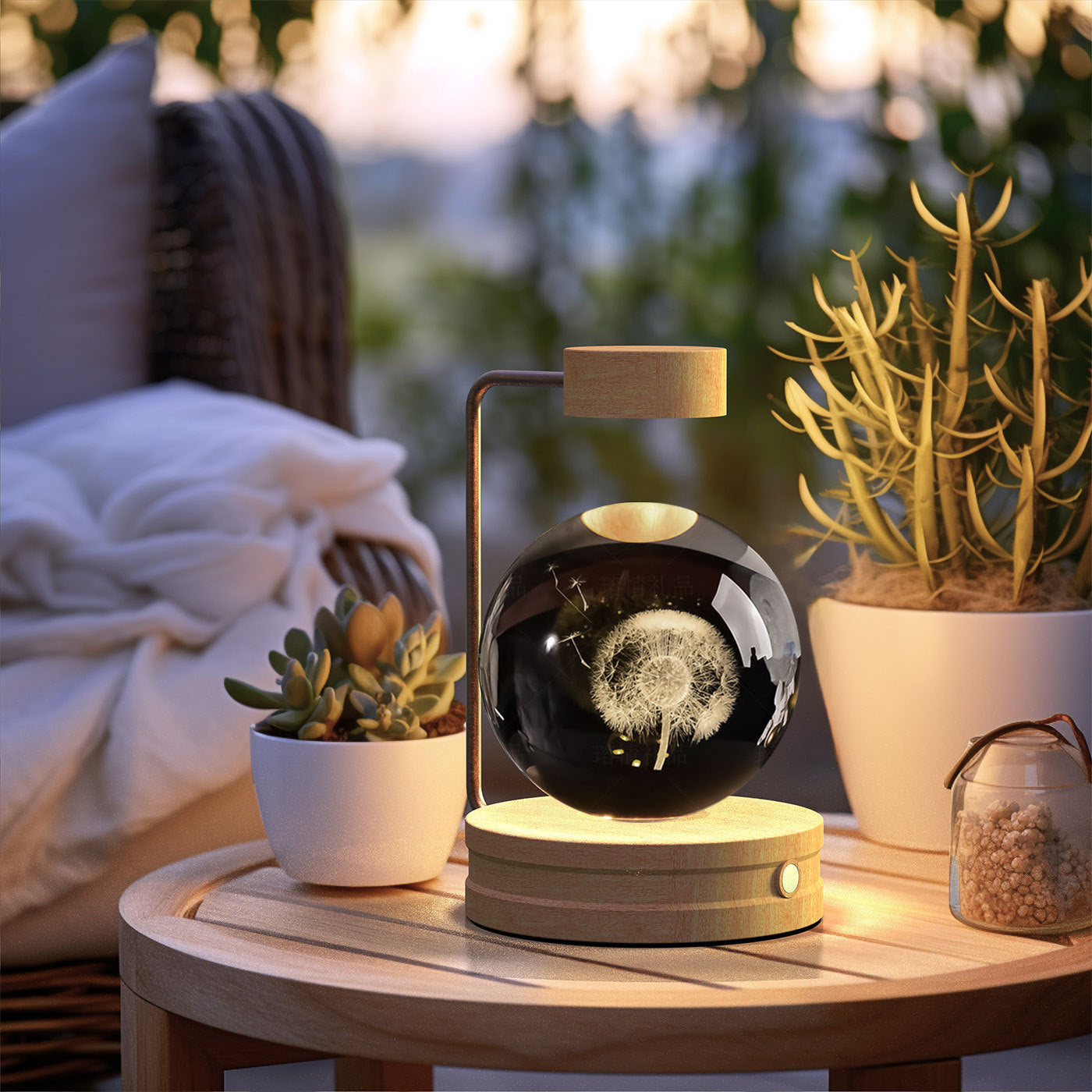 Crystal Ball Night Light USB Power Warm Bedside Light