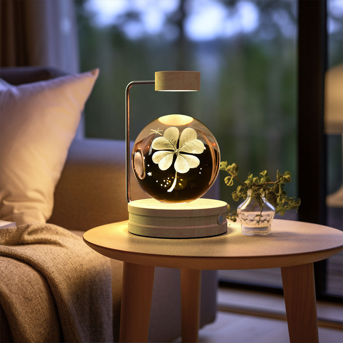 Crystal Ball Night Light USB Power Warm Bedside Light