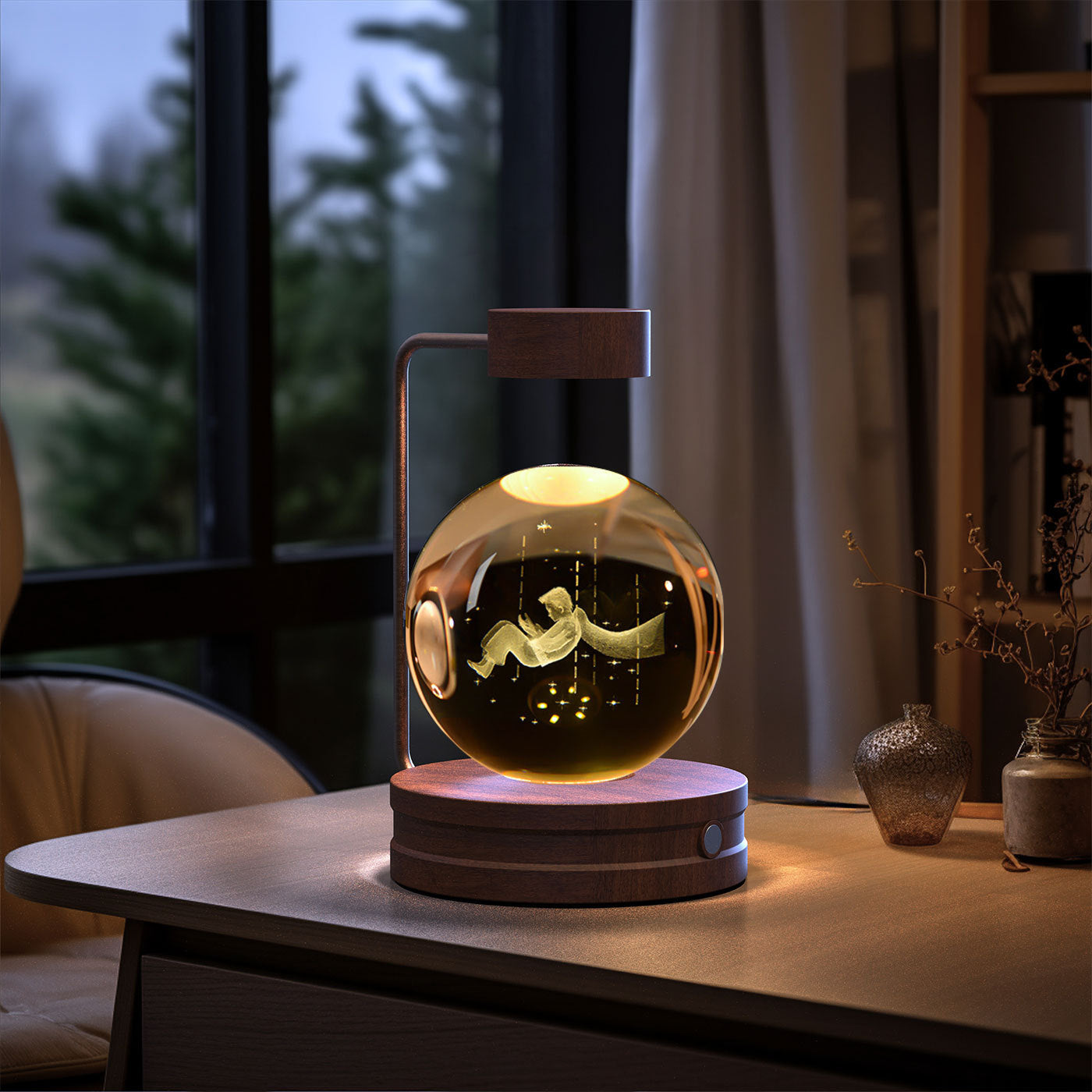 Crystal Ball Night Light USB Power Warm Bedside Light