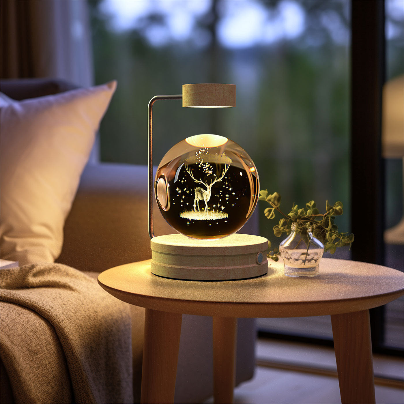 Crystal Ball Night Light USB Power Warm Bedside Light
