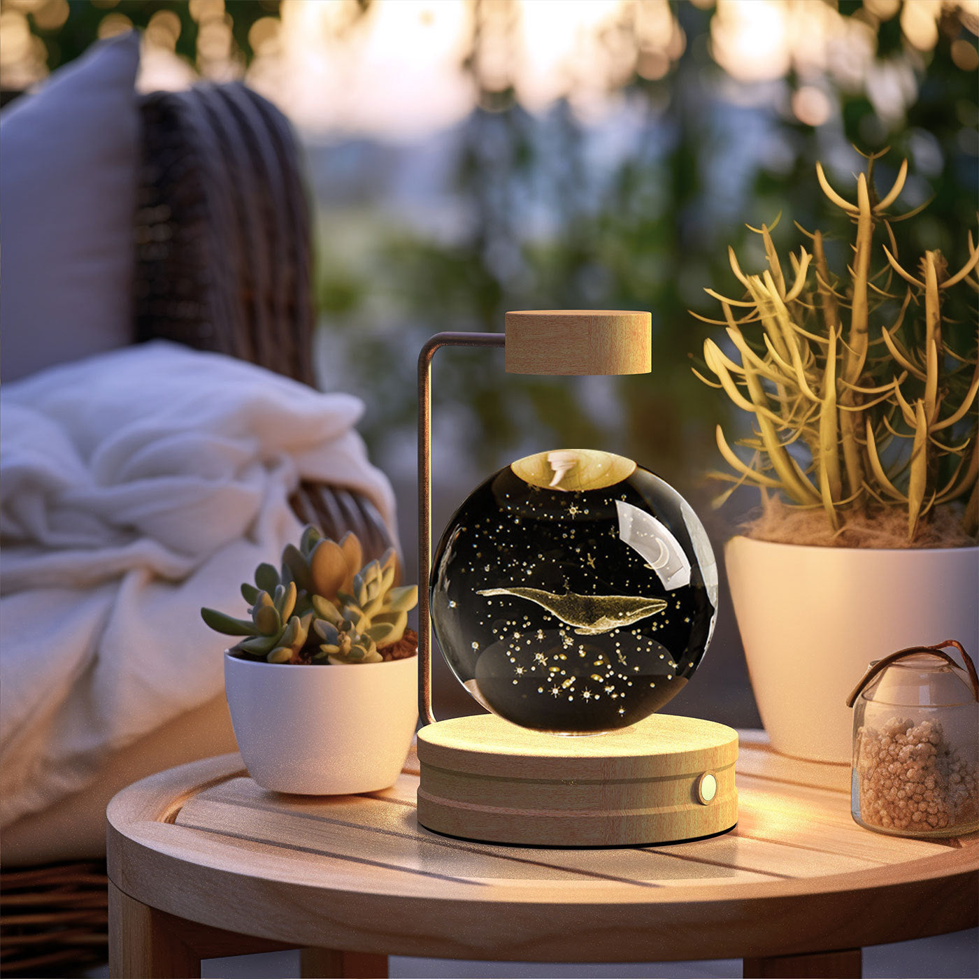 Crystal Ball Night Light USB Power Warm Bedside Light