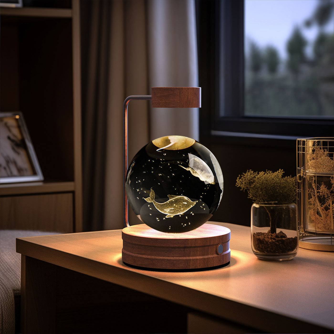 Crystal Ball Night Light USB Power Warm Bedside Light