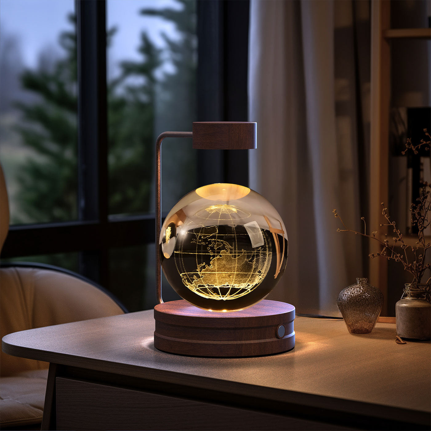 Crystal Ball Night Light USB Power Warm Bedside Light
