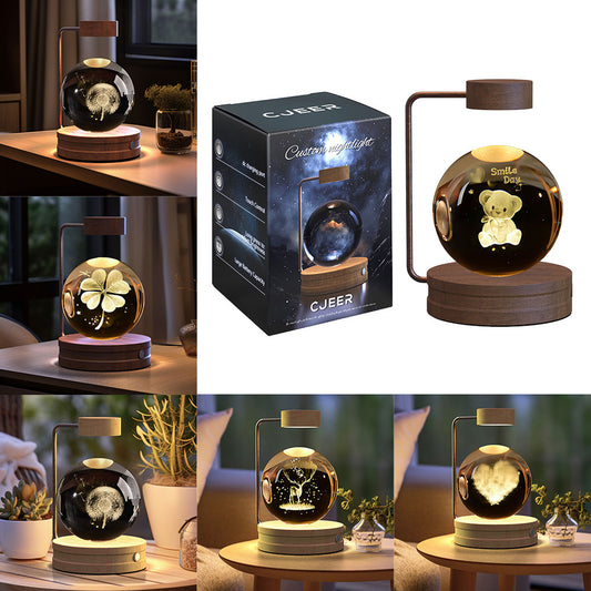 Crystal Ball Night Light USB Power Warm Bedside Light