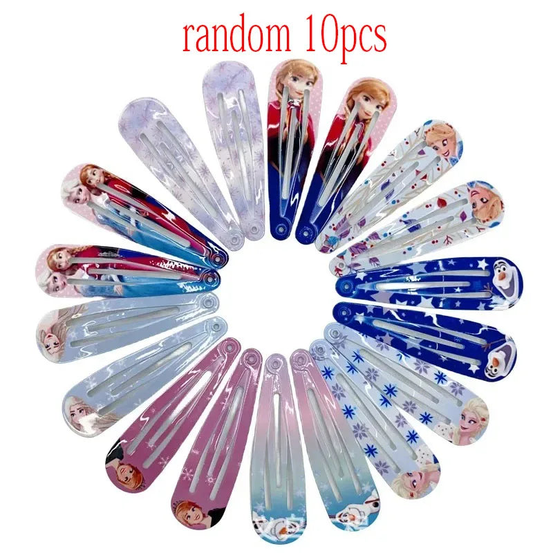 Random 5/10pcs Frozen Elsa Hair Clip Children's Cute Disney Hair Accessories Digital Printed Hair Clip Minimalist Birthday Gifts