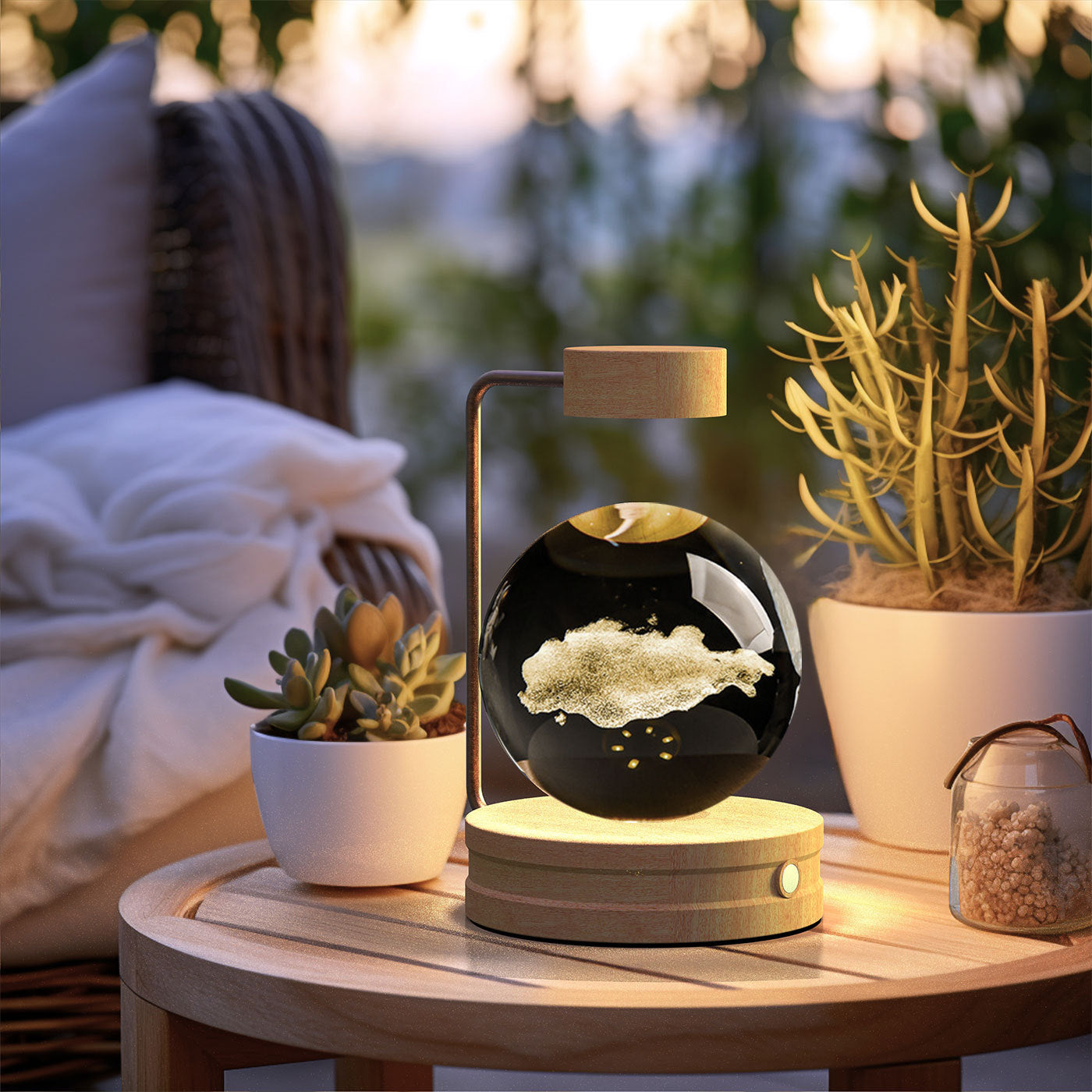 Crystal Ball Night Light USB Power Warm Bedside Light